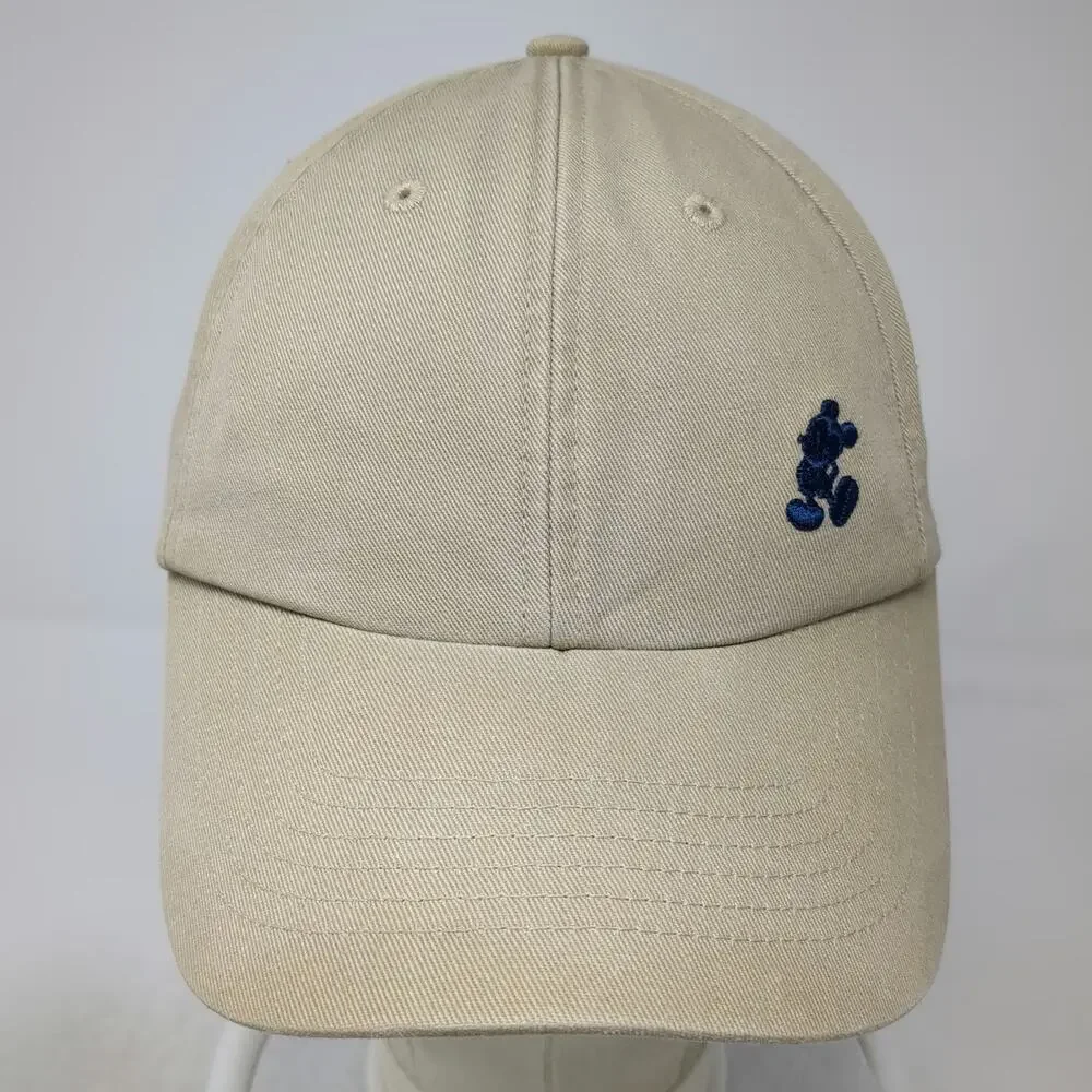 Disney Mickey Mouse Beige Baseball Cap One Size Cotton Slideback Embroidery Hat
